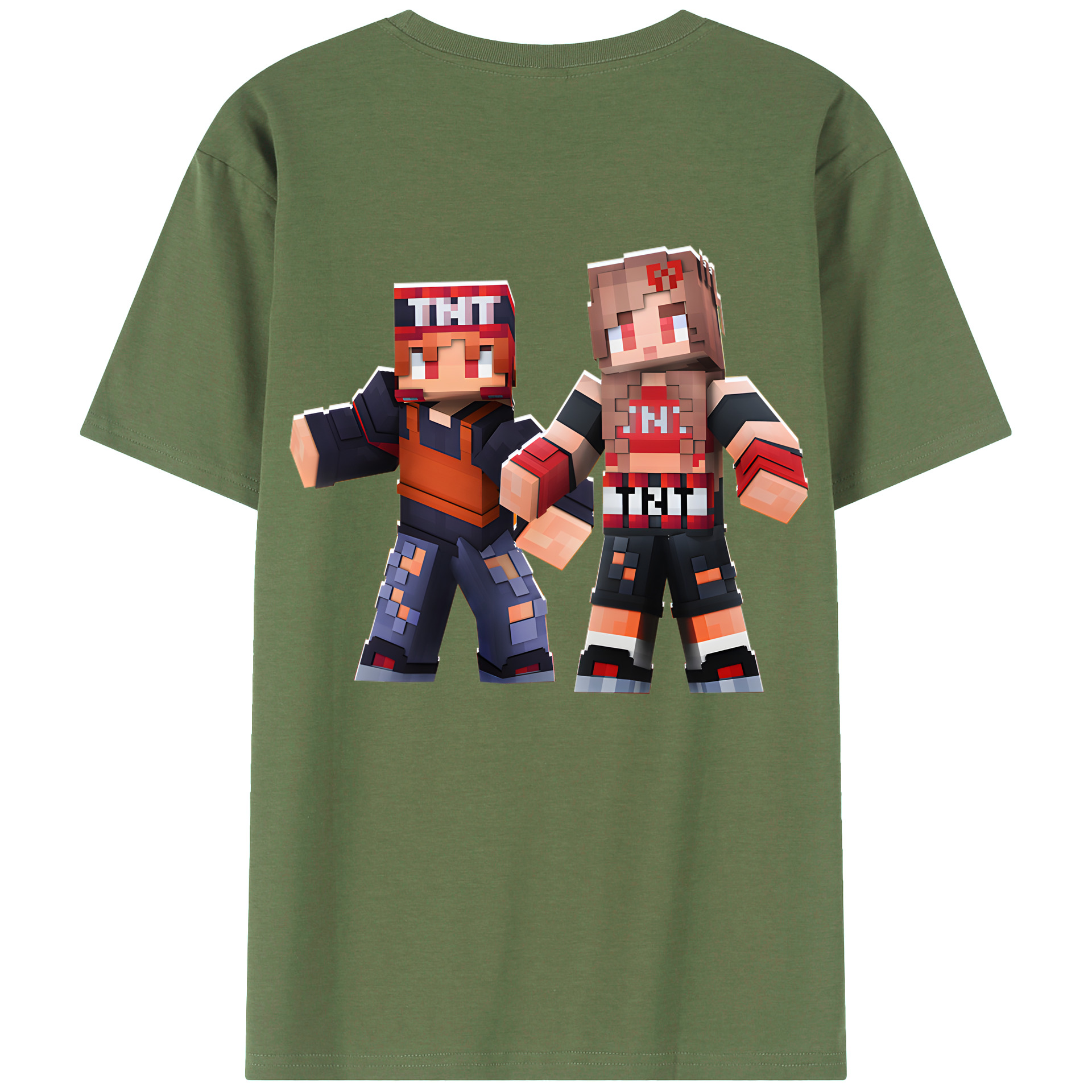 （画像用） マインクラフト ブロックの世界 Minecraft MC Block world 綿100％ メンズ半袖Tシャツ（バックプリント） 通気性